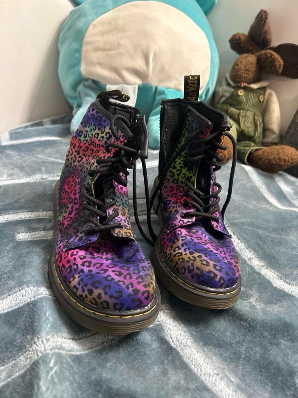 Marc Jacobs Kids Rainbow Leopard Print Lace-Up Boots